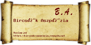 Bircsák Aszpázia névjegykártya